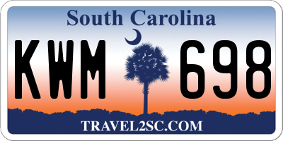 SC license plate KWM698