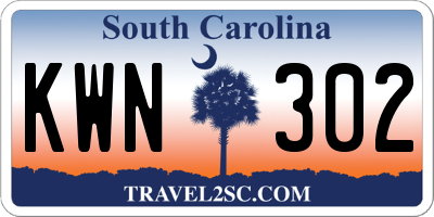 SC license plate KWN302