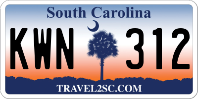 SC license plate KWN312
