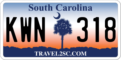 SC license plate KWN318