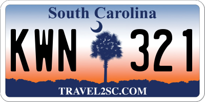 SC license plate KWN321