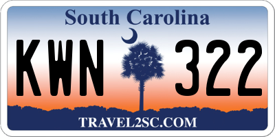 SC license plate KWN322