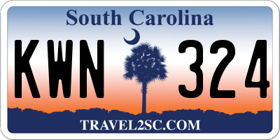 SC license plate KWN324