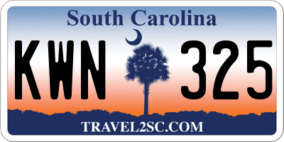 SC license plate KWN325