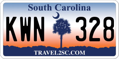 SC license plate KWN328