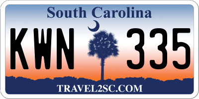 SC license plate KWN335