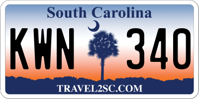 SC license plate KWN340
