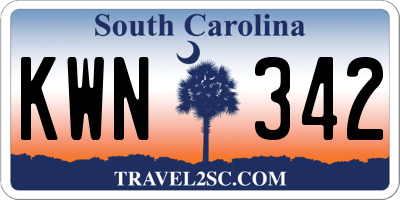 SC license plate KWN342