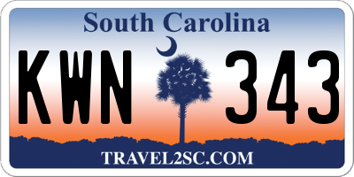 SC license plate KWN343