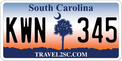 SC license plate KWN345
