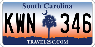 SC license plate KWN346
