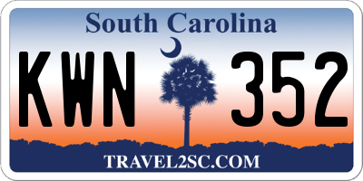 SC license plate KWN352