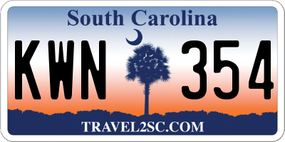SC license plate KWN354