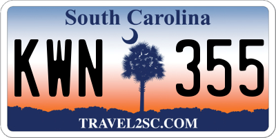 SC license plate KWN355
