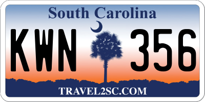 SC license plate KWN356
