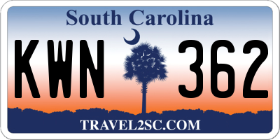 SC license plate KWN362