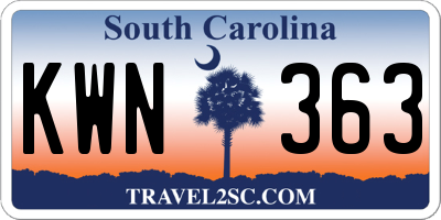 SC license plate KWN363