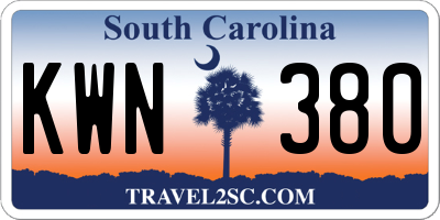 SC license plate KWN380