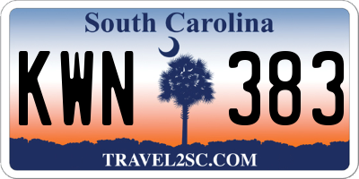 SC license plate KWN383