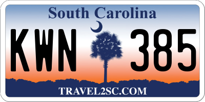 SC license plate KWN385