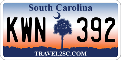 SC license plate KWN392