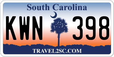 SC license plate KWN398