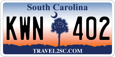 SC license plate KWN402