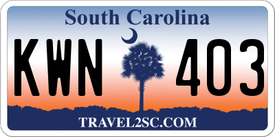 SC license plate KWN403