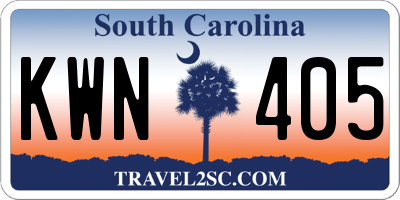 SC license plate KWN405