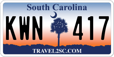 SC license plate KWN417