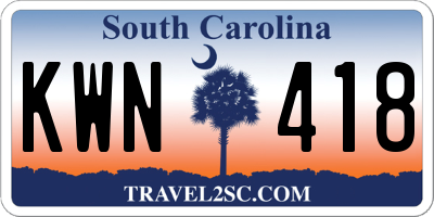 SC license plate KWN418