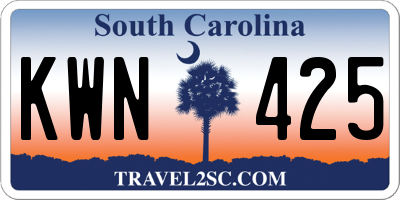 SC license plate KWN425