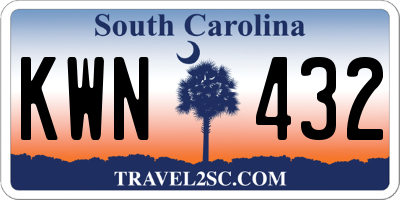 SC license plate KWN432