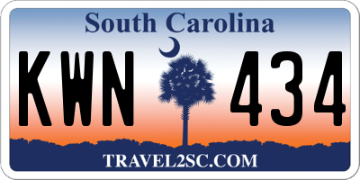 SC license plate KWN434