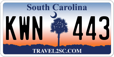 SC license plate KWN443