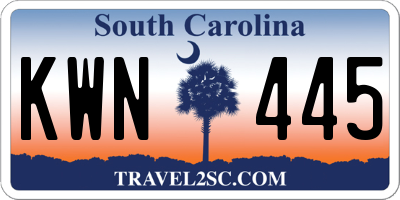 SC license plate KWN445