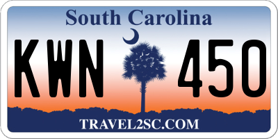 SC license plate KWN450