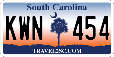 SC license plate KWN454