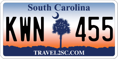 SC license plate KWN455