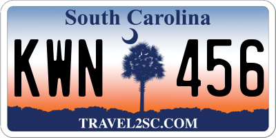 SC license plate KWN456