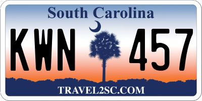 SC license plate KWN457