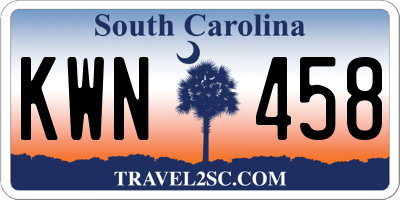 SC license plate KWN458