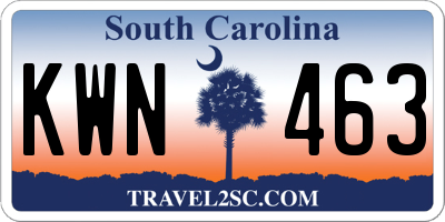 SC license plate KWN463