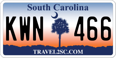 SC license plate KWN466