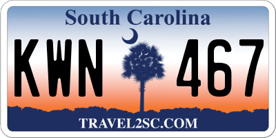 SC license plate KWN467