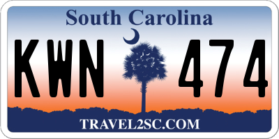 SC license plate KWN474