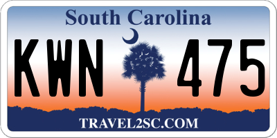 SC license plate KWN475