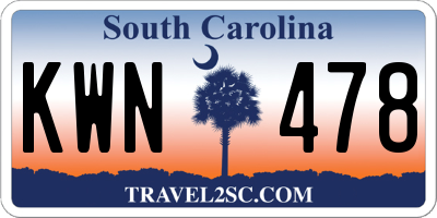 SC license plate KWN478