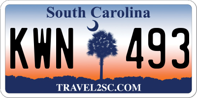 SC license plate KWN493