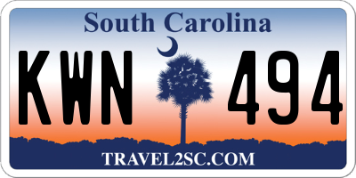 SC license plate KWN494